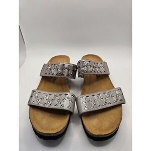 Naot Womens Sandals 38 7 Metallic Rhinestone Wedge Heel Slide Susan